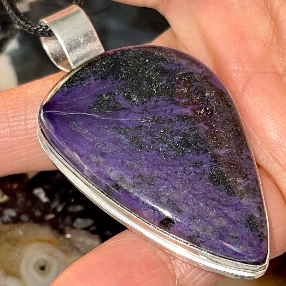 Deep Purple Charoite Crystal Pendant 2 1/4”